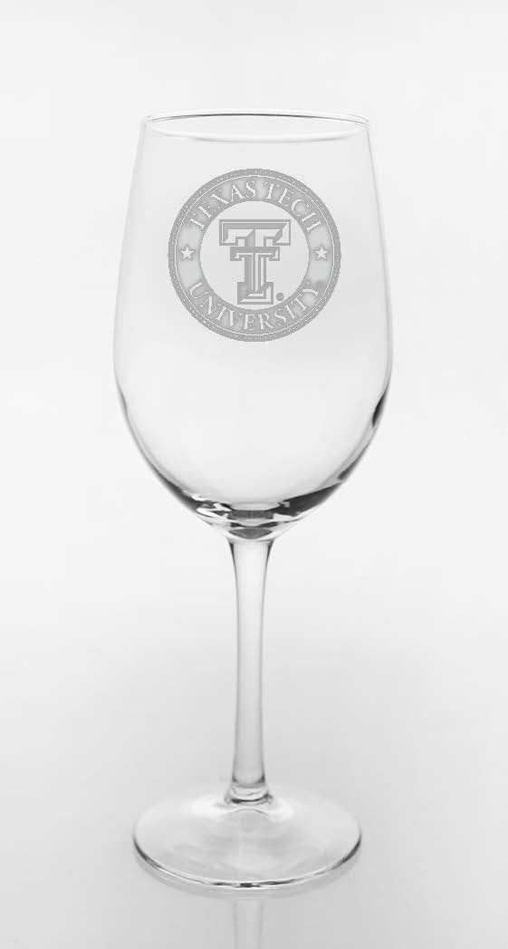 Texas Tech Red Raiders Etched Seal White WIne Glass