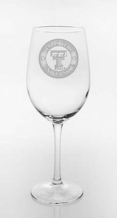 Texas Tech Red Raiders Etched Seal White WIne Glass