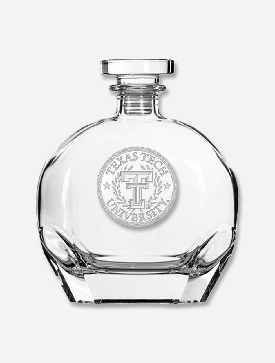 Texas Tech Red Raiders Etched Seal with Wreath Whiskey Decanter