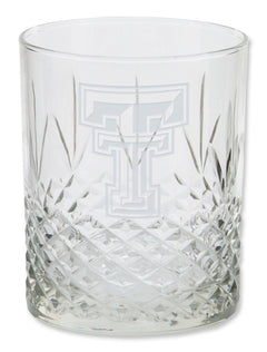 Texas Tech Double T 14 oz Diamond Cut Double Old Fashion Glass