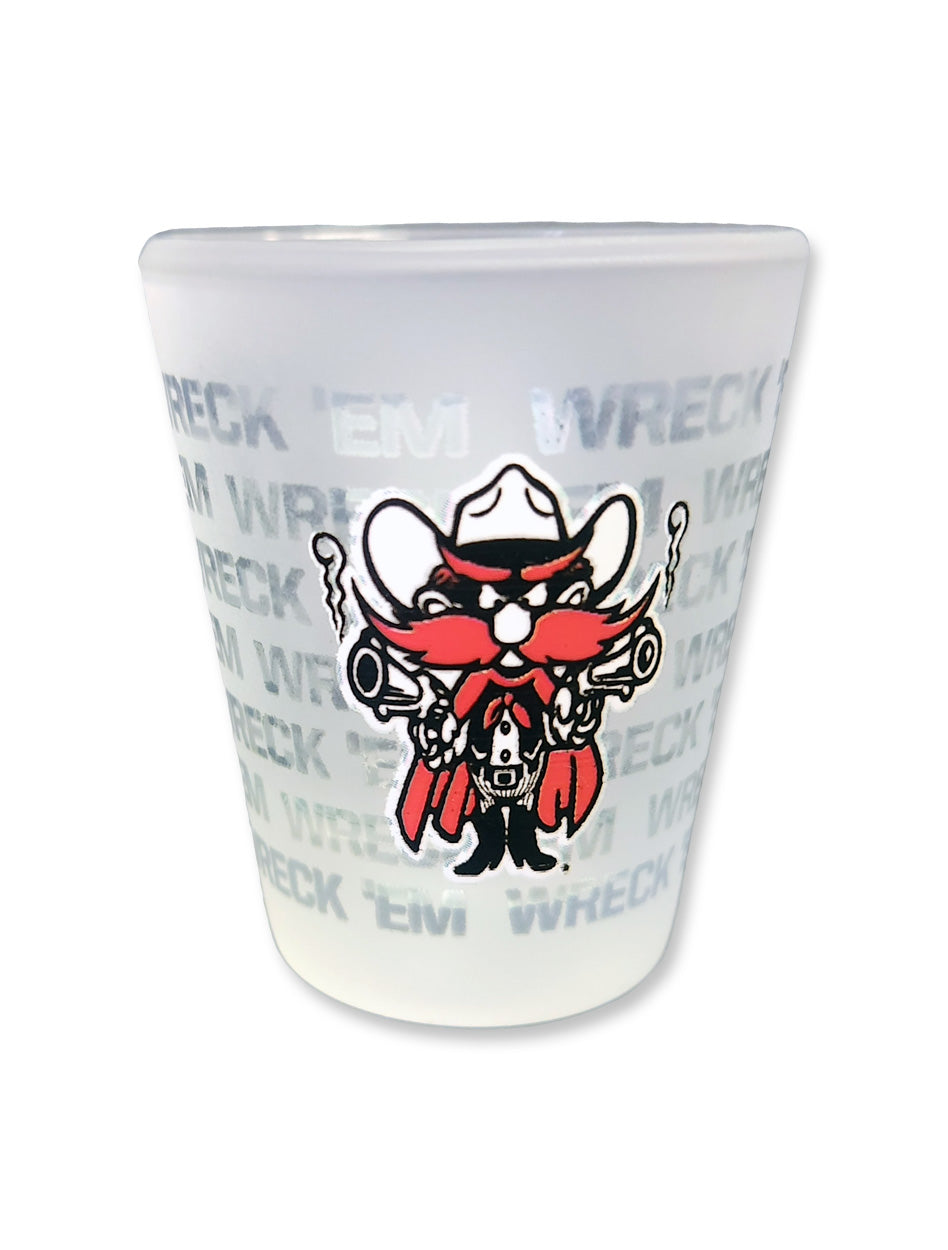 Texas Tech Frosted "Wreck'em Raider Red" Shot Glass