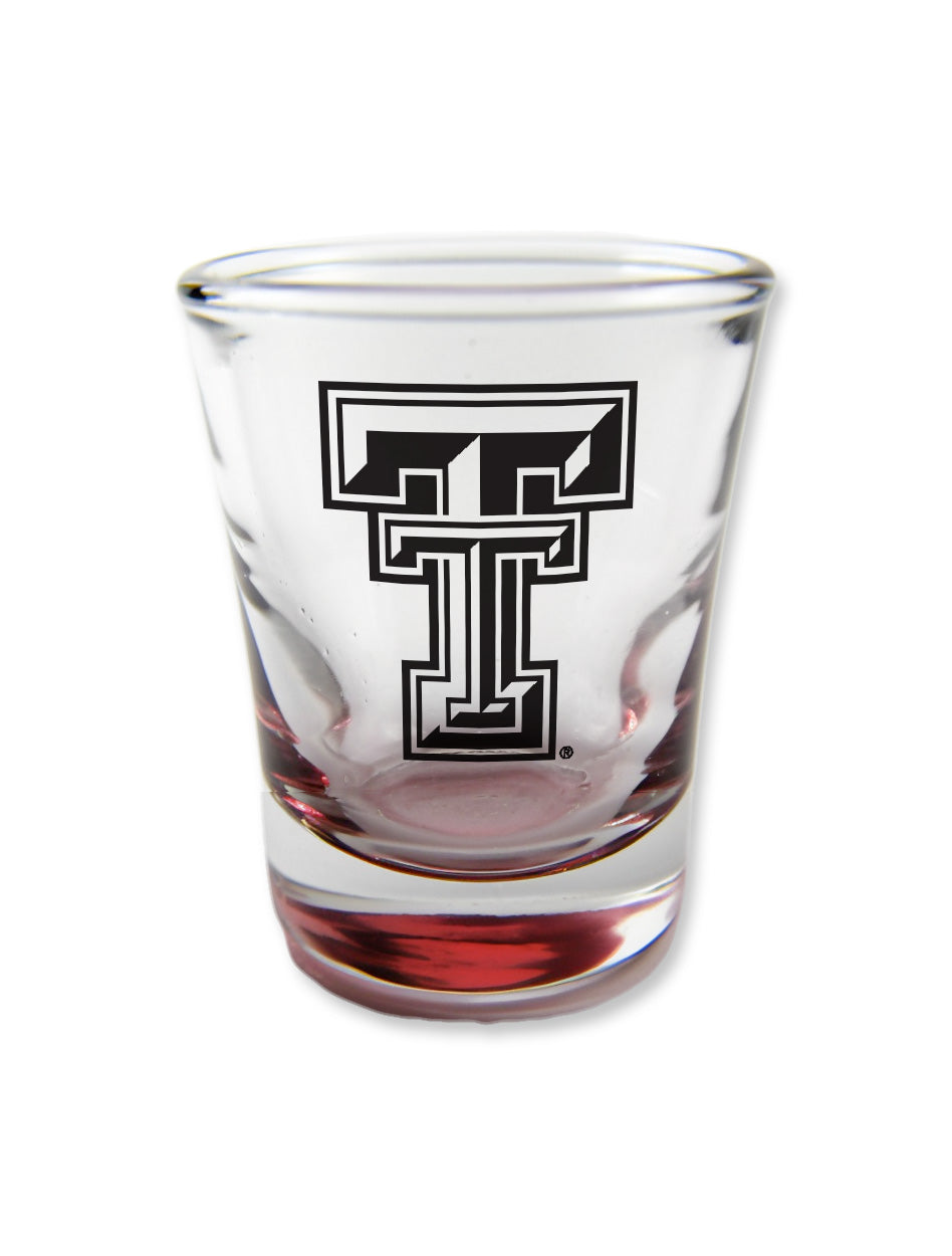Texas Tech Double T Shot Glass with Colored Bottom