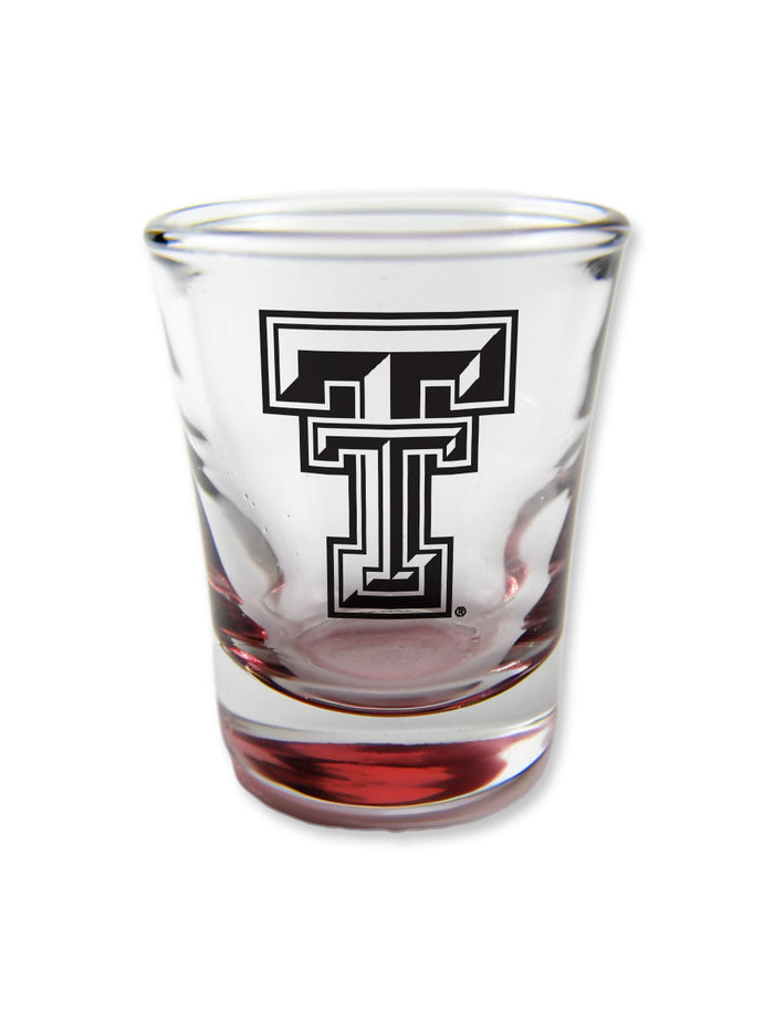 Texas Tech Double T Shot Glass with Colored Bottom