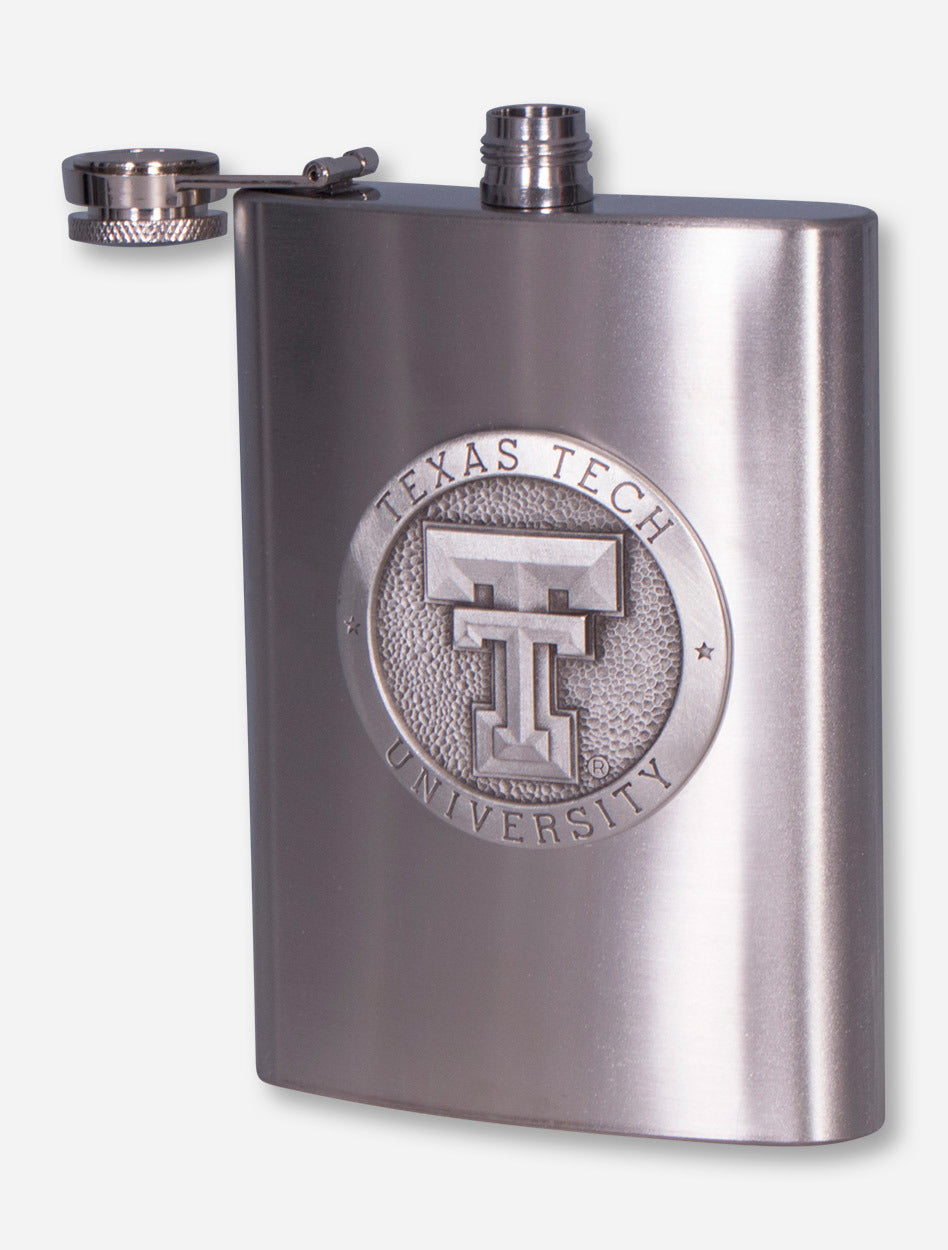 Texas Tech Double T Emblem on Pewter Flask