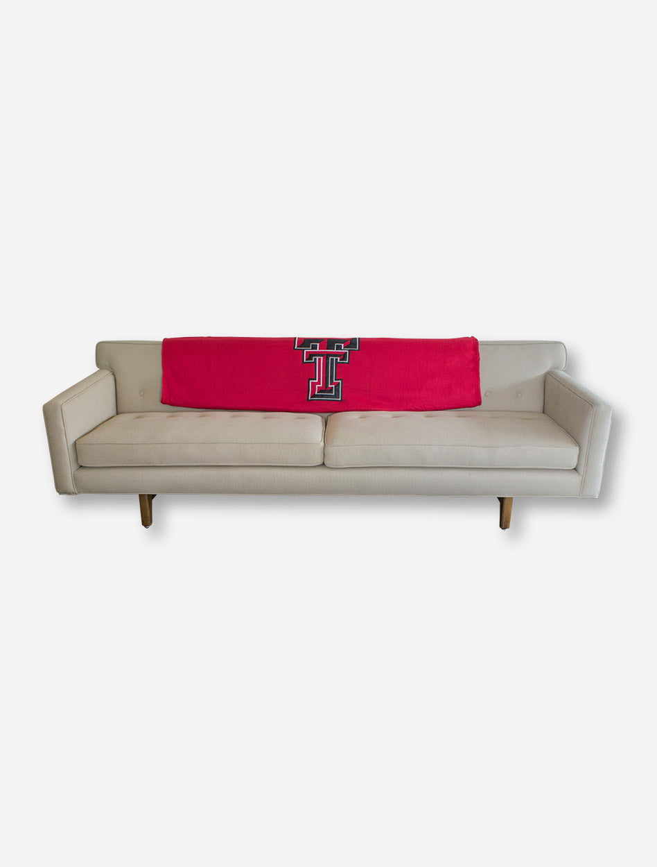 Logo Texas Tech Double T on Red Sweatshirt Blanket