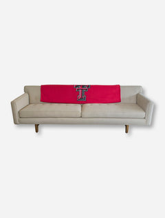 Logo Texas Tech Double T on Red Sweatshirt Blanket