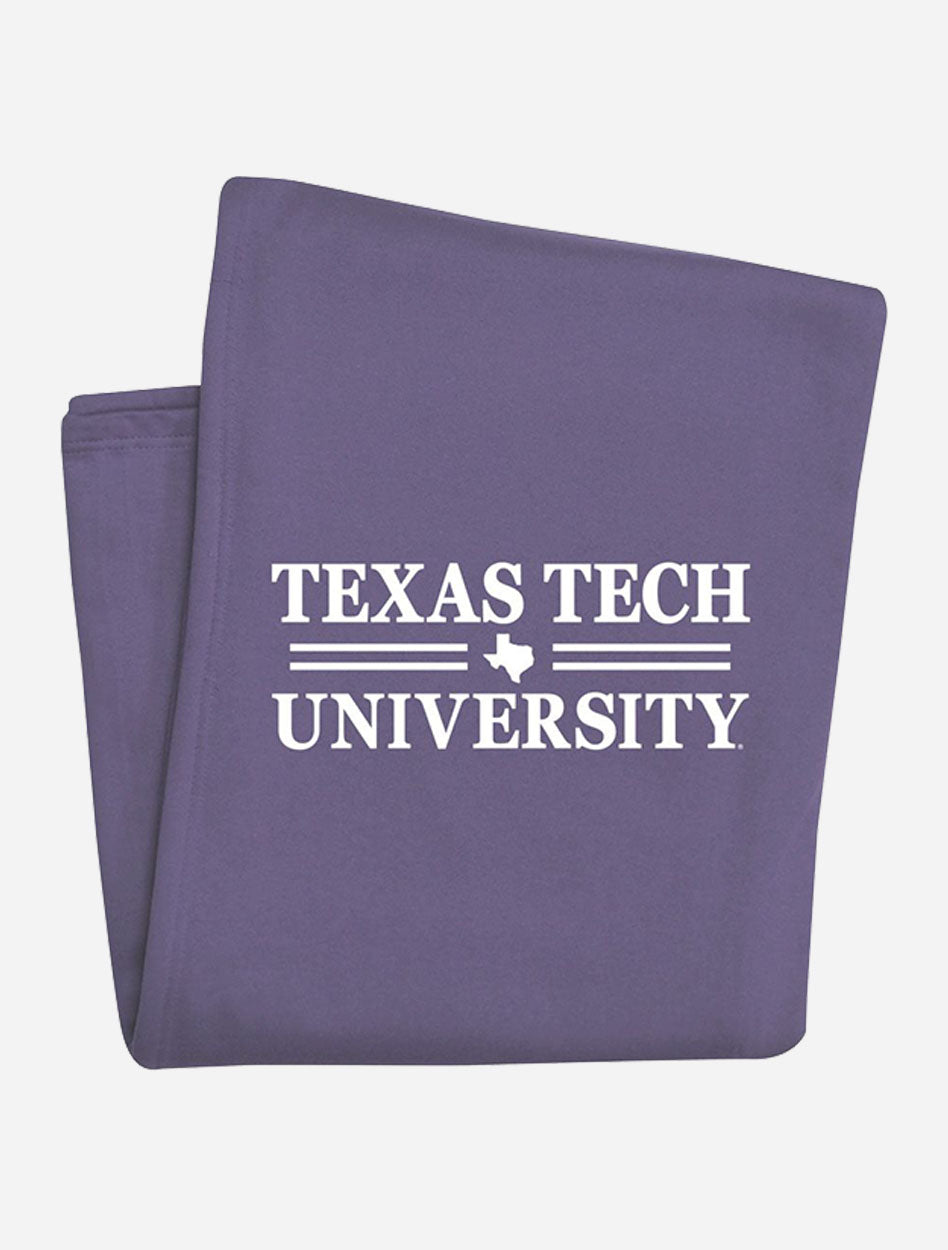 Texas Tech Red Raiders Bar None White Text Sweatshirt Blanket