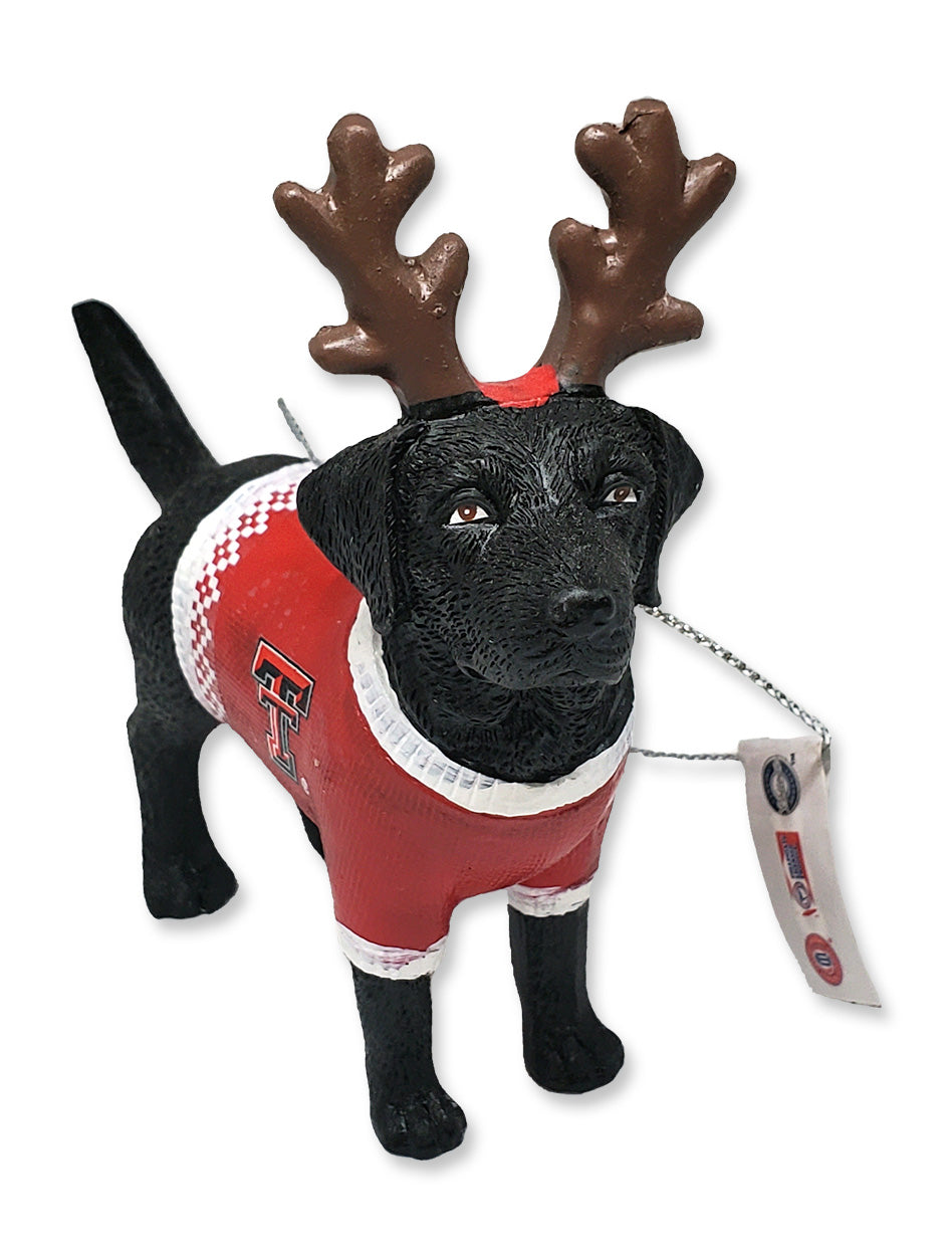 Texas Tech "Black Lab Reindeer" Ornament