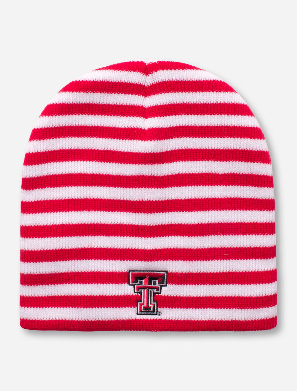 Logo Texas Tech Double T Red and White Striped Beanie