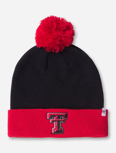 47 Brand Texas Tech Double T Pom-Pom Black and Red Beanie