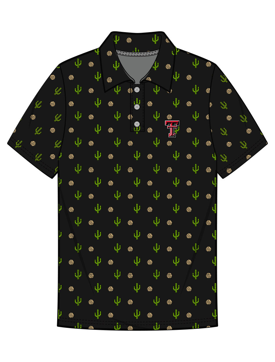 Texas Tech Dark Horse "Cactus & Tumbleweeds" Black Men's Polo