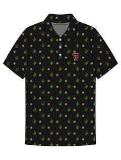 Texas Tech Dark Horse "Cactus & Tumbleweeds" Black Men's Polo
