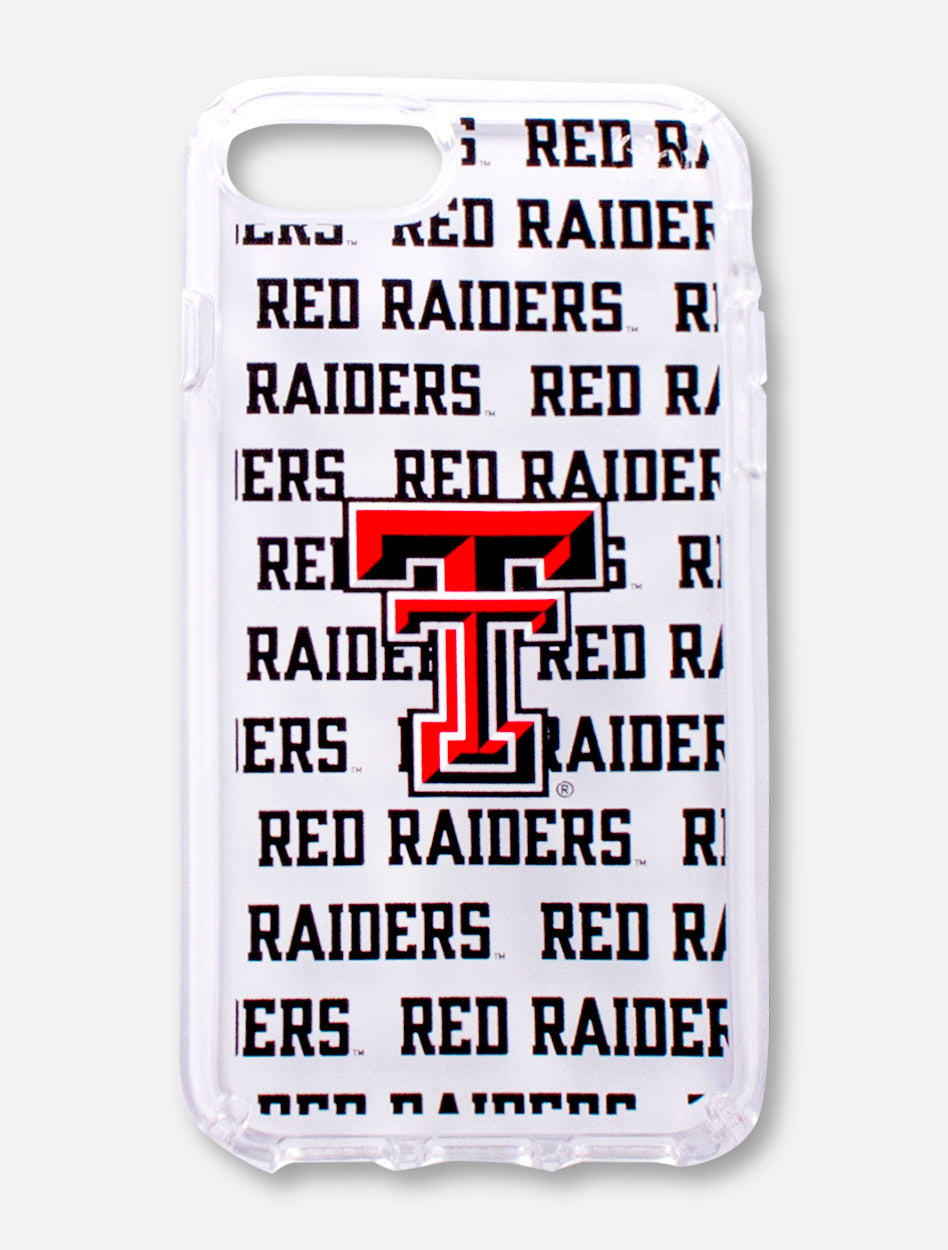 Speck Texas Tech Red Raiders Double T on Clear Case with Repeating "Red Raiders" Word Wrapped Background Cell Phone Case