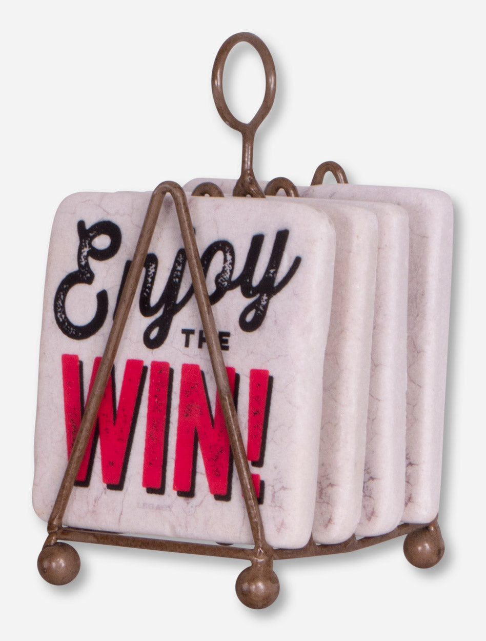 Texas Tech Set of 4 Victory Marble Coasters with Stand