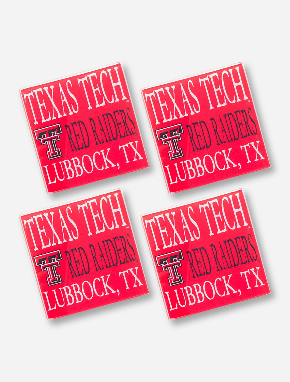 Texas Tech Red Raiders Glass Red Coasters