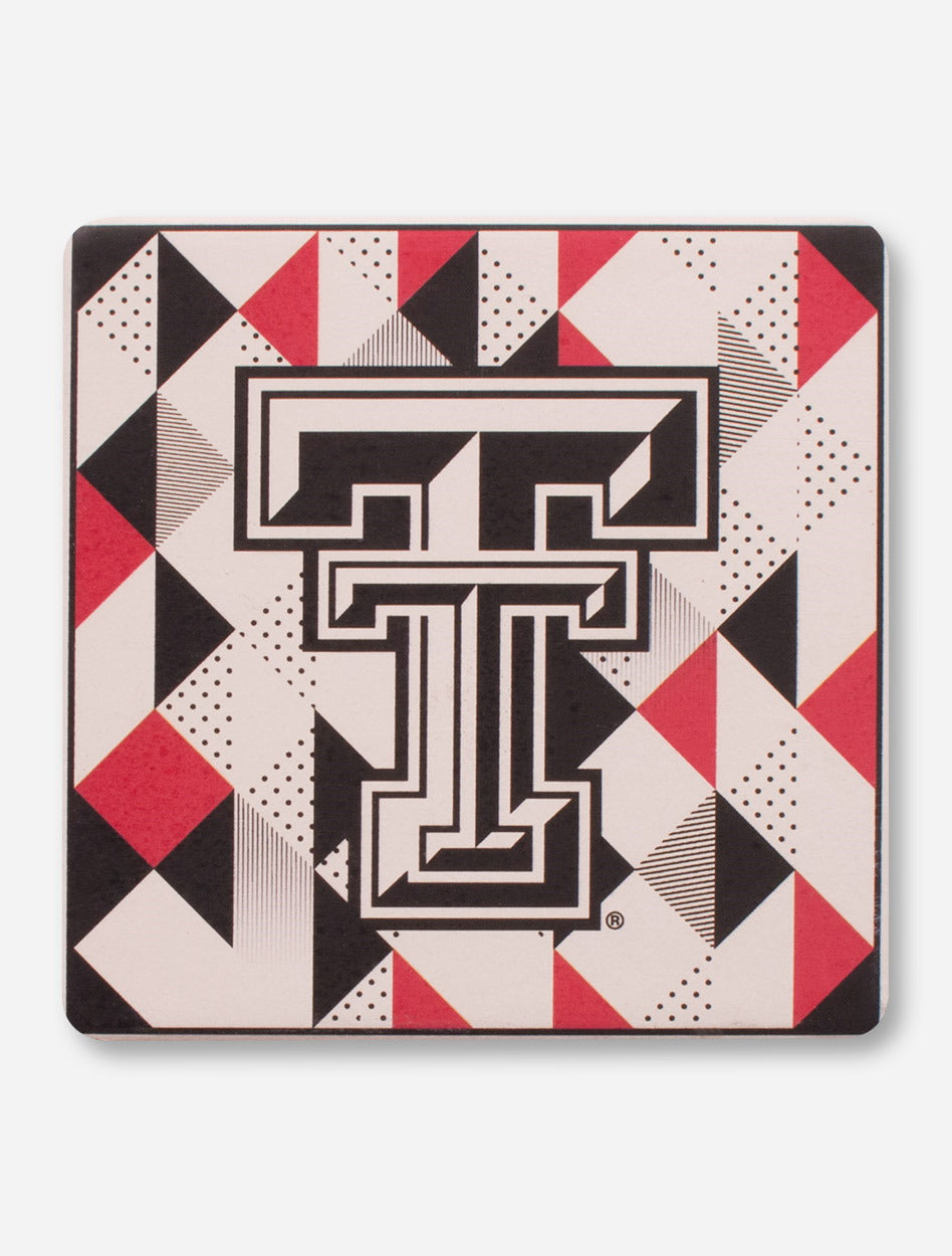 Texas Tech Red Raiders Double T on Geometric Ceramic Coaster