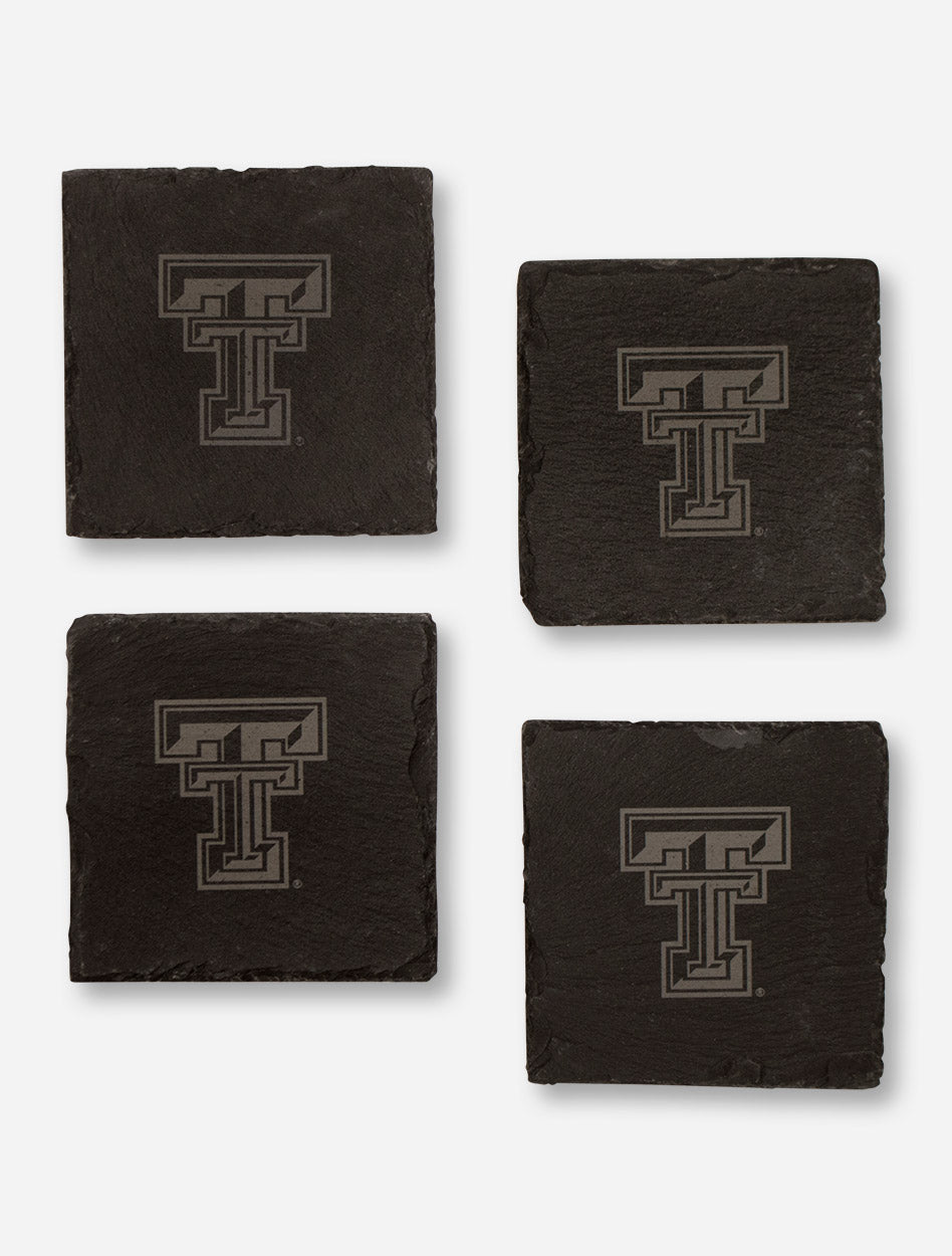 Texas Tech Set of 4 Laser Engraved Double T on Black Slate Coasters ...
