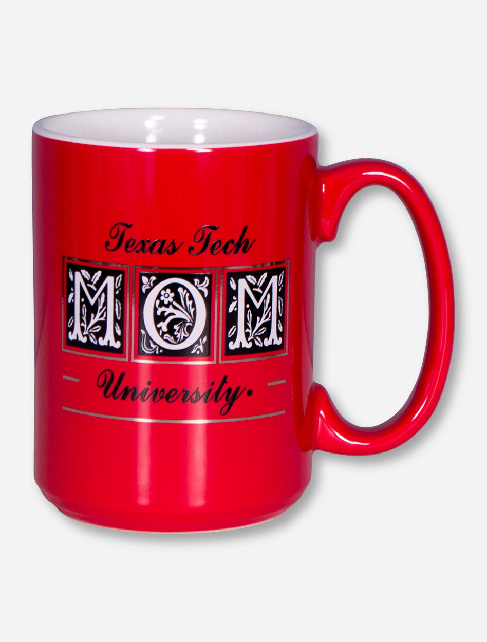 Texas Tech Mom Flourish Block on Red Coffee Mug