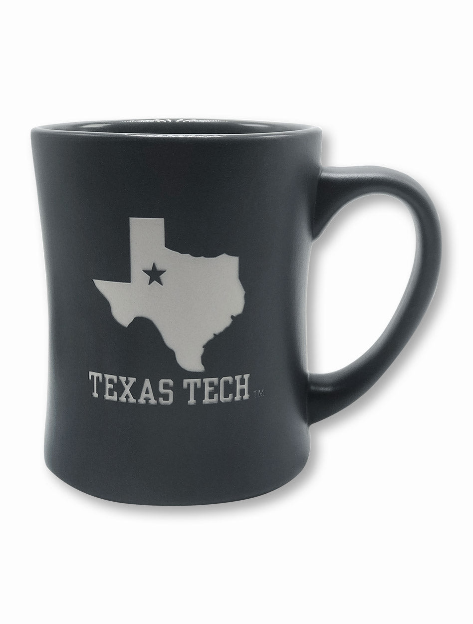 Texas Tech Red Raiders Etched State Silhouette Matte Coffee Mug