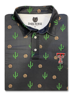 Texas Tech Dark Horse "Cactus & Tumbleweeds" Black Men's Polo