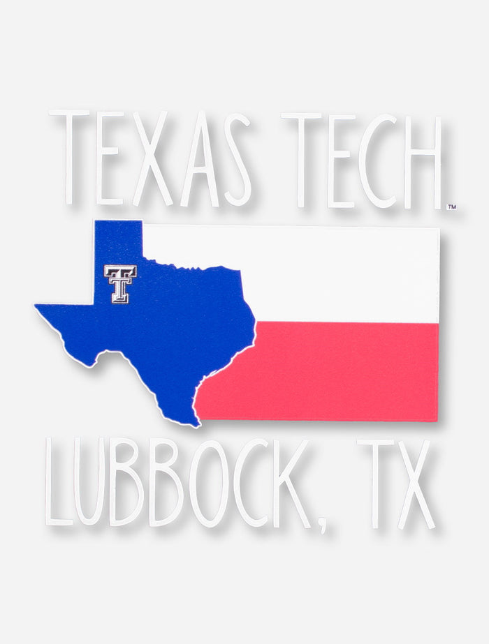 Texas Tech Lubbock, TX with Blue State in Texas State Flag Decal