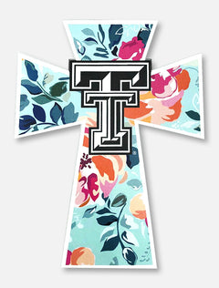 Texas Tech Red Raiders Mint Floral Cross Decal