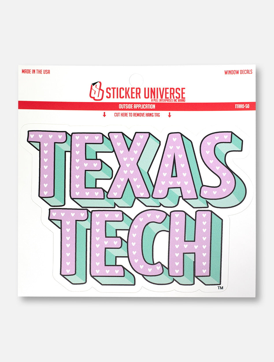 Texas Tech Red Raiders "Stacked Pastel Hearts" Decal