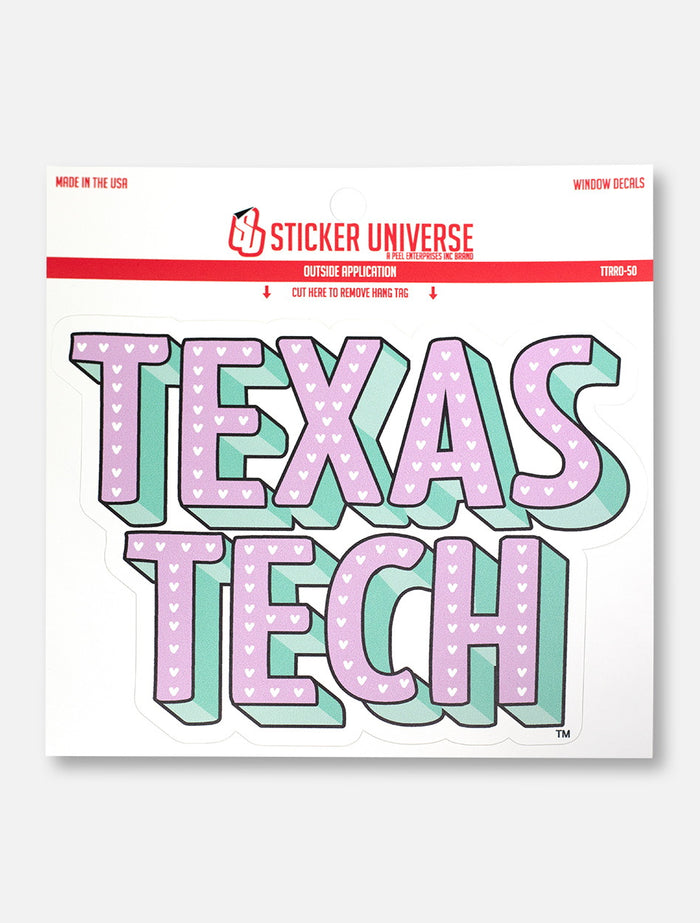 Texas Tech Red Raiders "Stacked Pastel Hearts" Decal