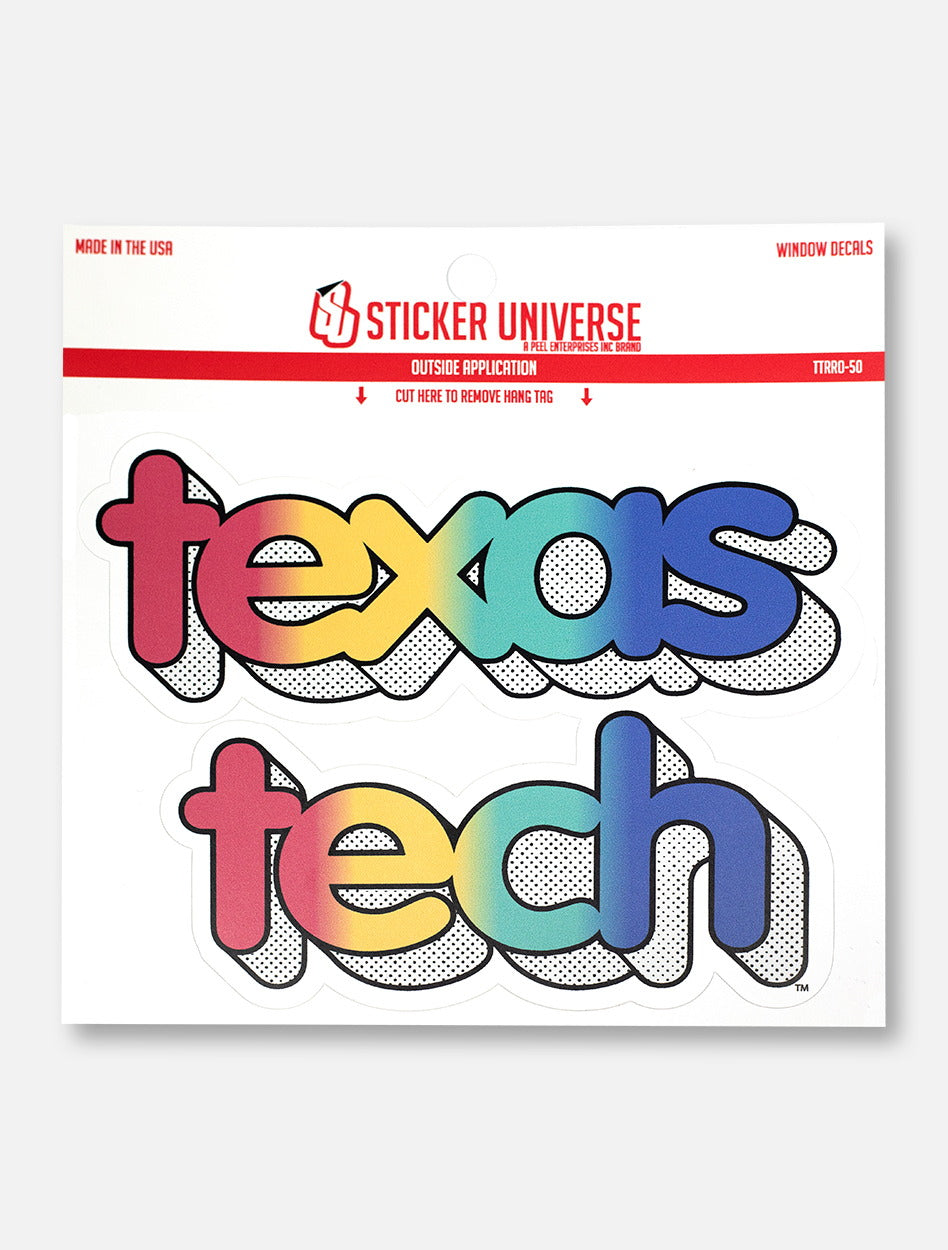 Texas Tech Red Raiders "Stacked Rainbow Comic" Decal