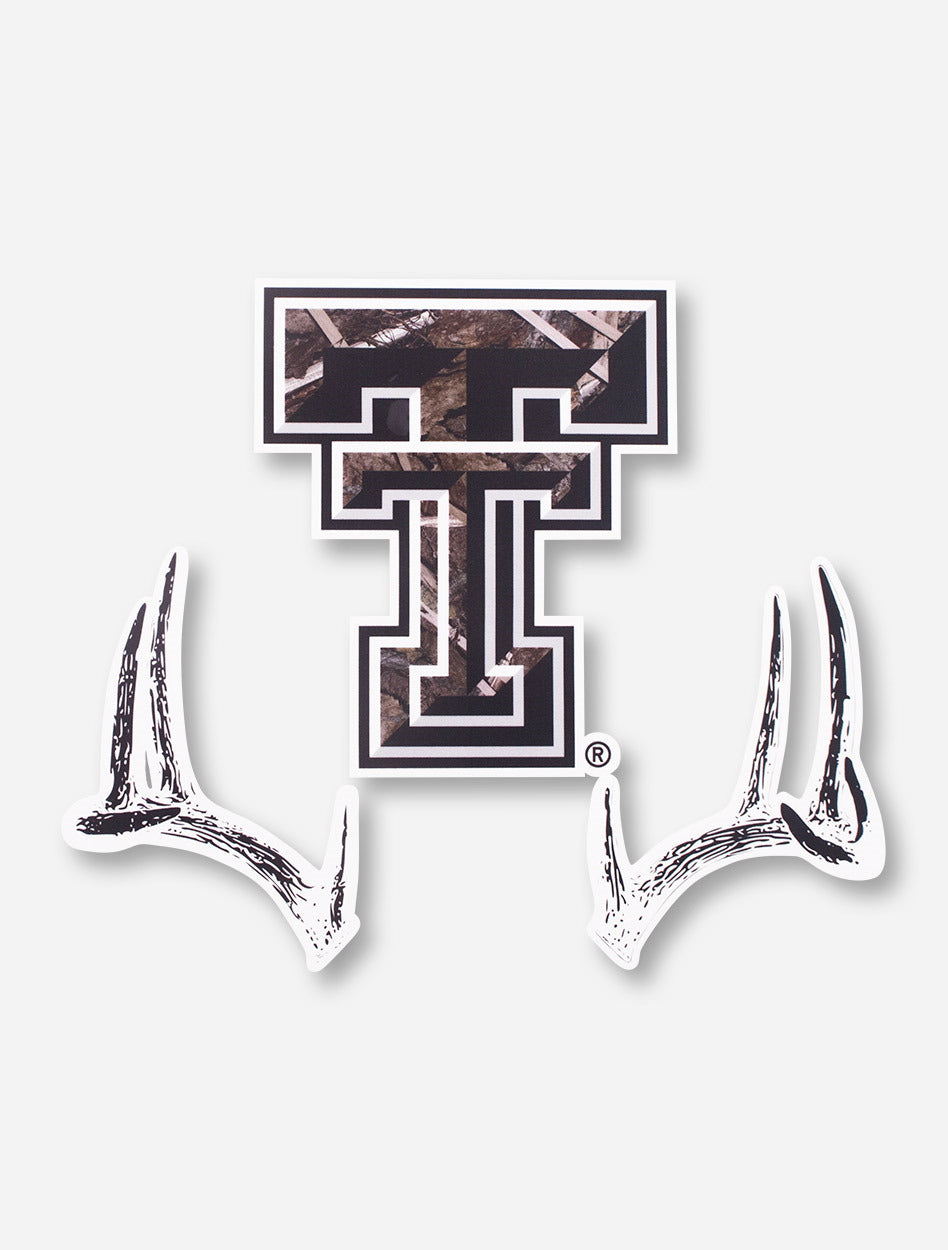 Texas Tech Camo Double T and Antlers Decal