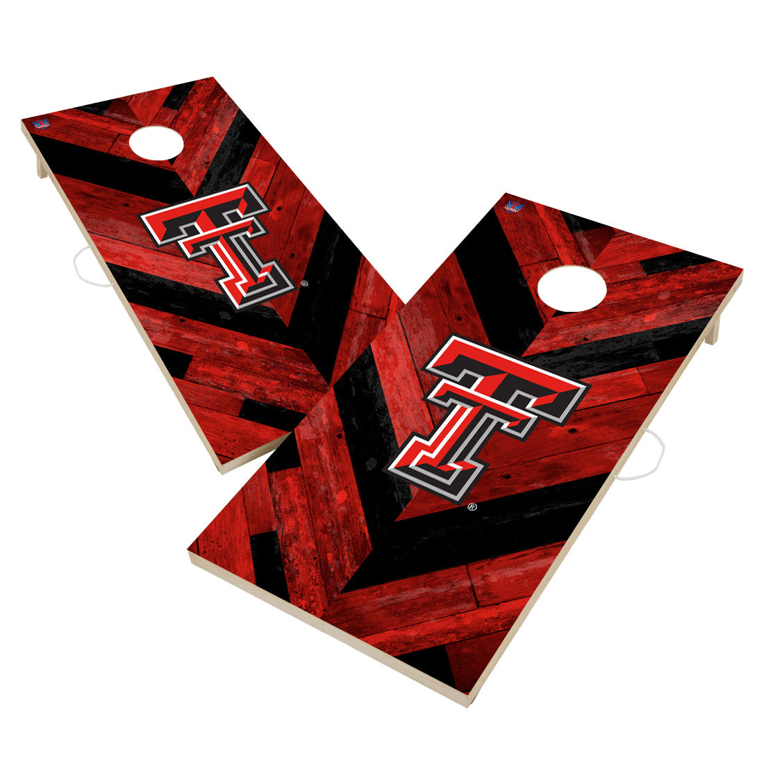 Texas Tech Red Raiders Solid Wood 2x4 Cornhole Board Set- Herringbone Design