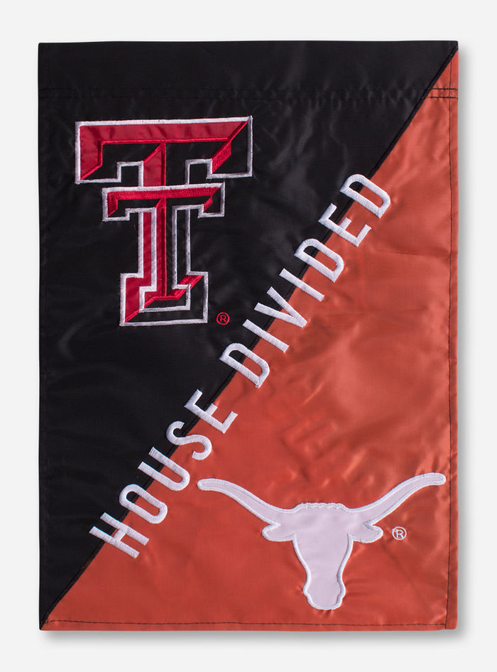 House Divided: TTU/UT Black & Orange 12.5" x 18" Flag