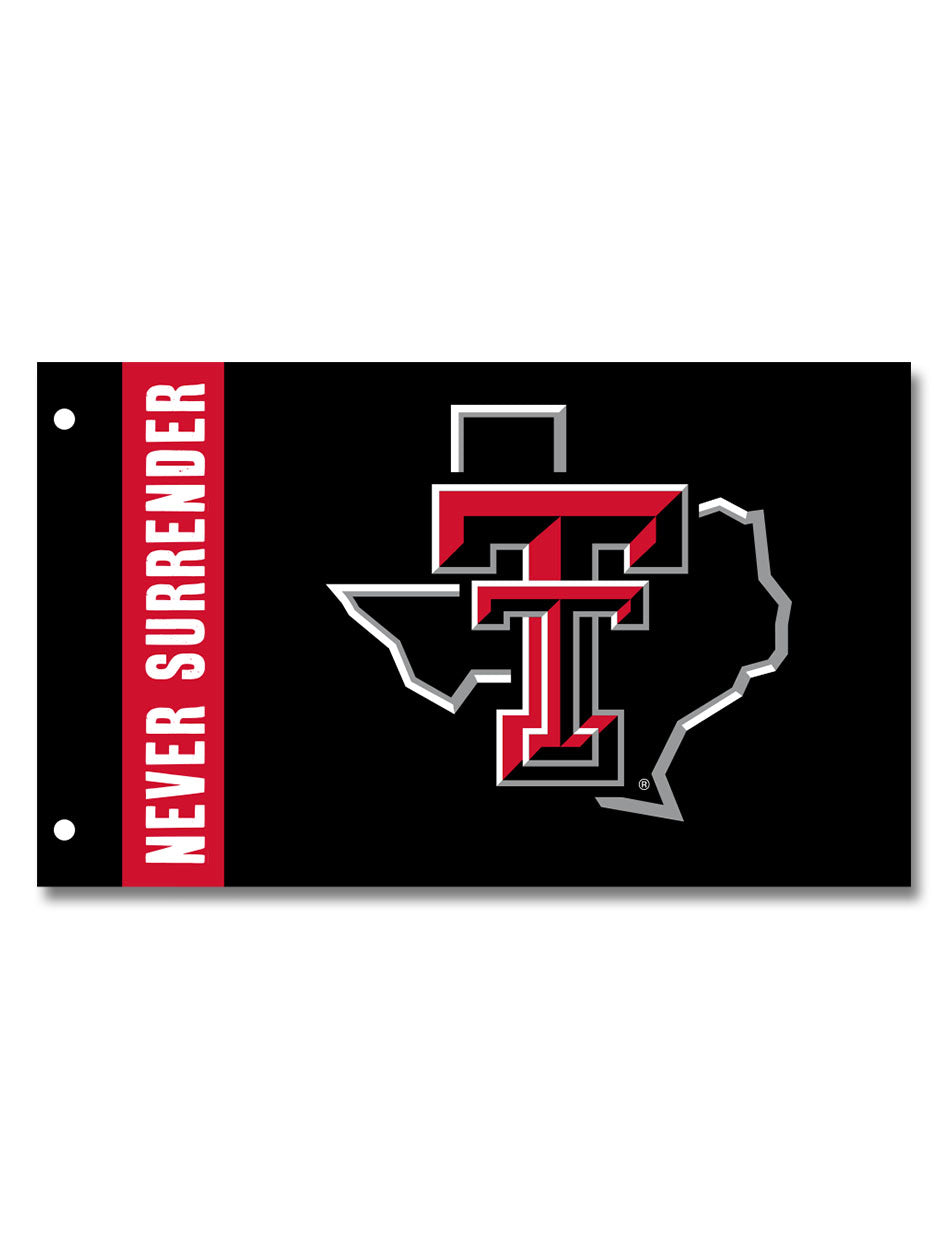 Texas Tech "Never Surrender" 3'x5' Black Deluxe Flag