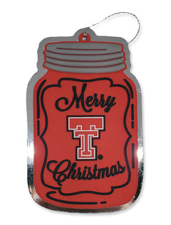 Texas Tech Vault Double T on Mason Jar Flat Metal Christmas Ornament