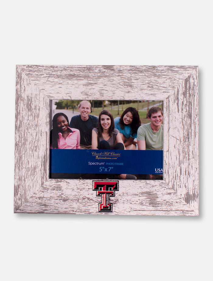 Churchill Classics Texas Tech Red Raiders Double T Barnwood White Washed 5"x7" Horizontal Frame