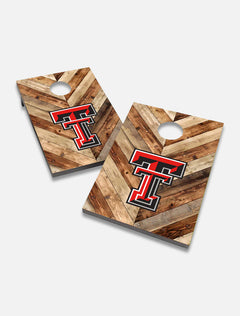 Texas Tech Red Raiders Solid Wood 2x3 Cornhole Board Set- "Hardwood Herringbone"