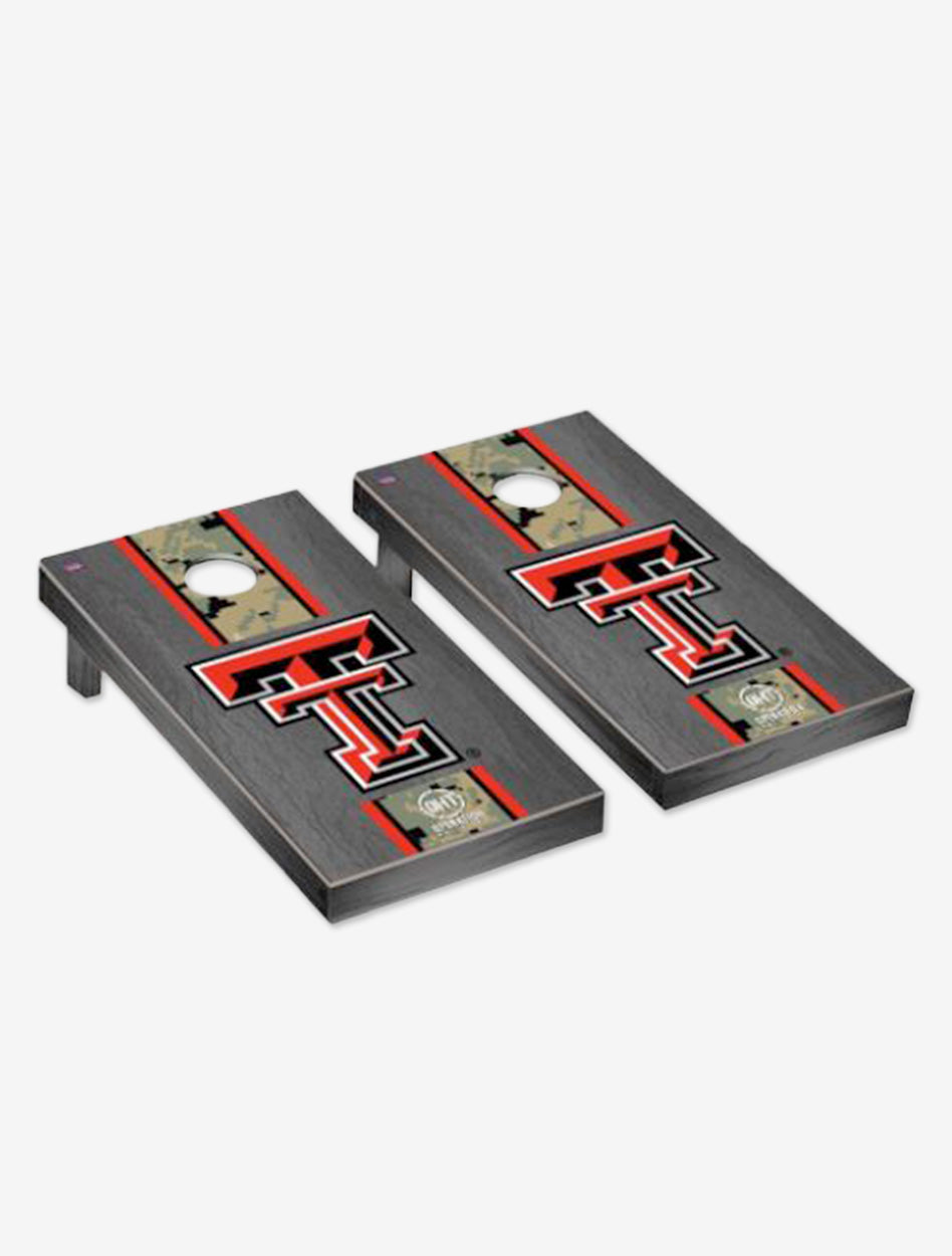 Operation Hat Trick Texas Tech Red Raiders Regulation Cornhole Game Set Onyx Stained Stripe Version