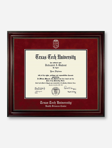 HSC PhD Silver Embossed Cherry Bead Red Suede Diploma Frame T13