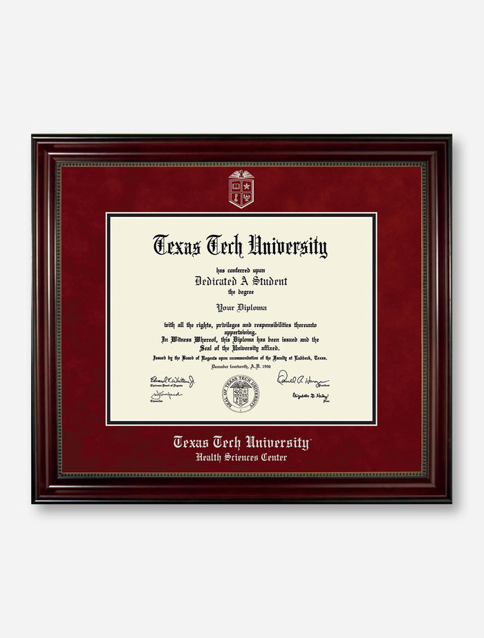 HSC PhD Silver Embossed Cherry Bead Red Suede Diploma Frame T13