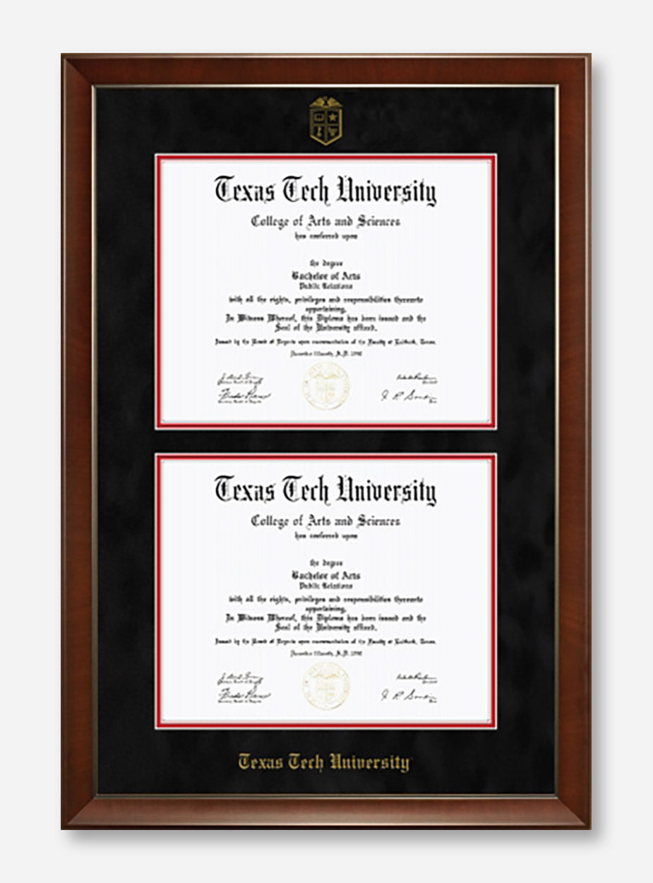 Texas Tech Black Suede Double Mat Diploma Frame T16