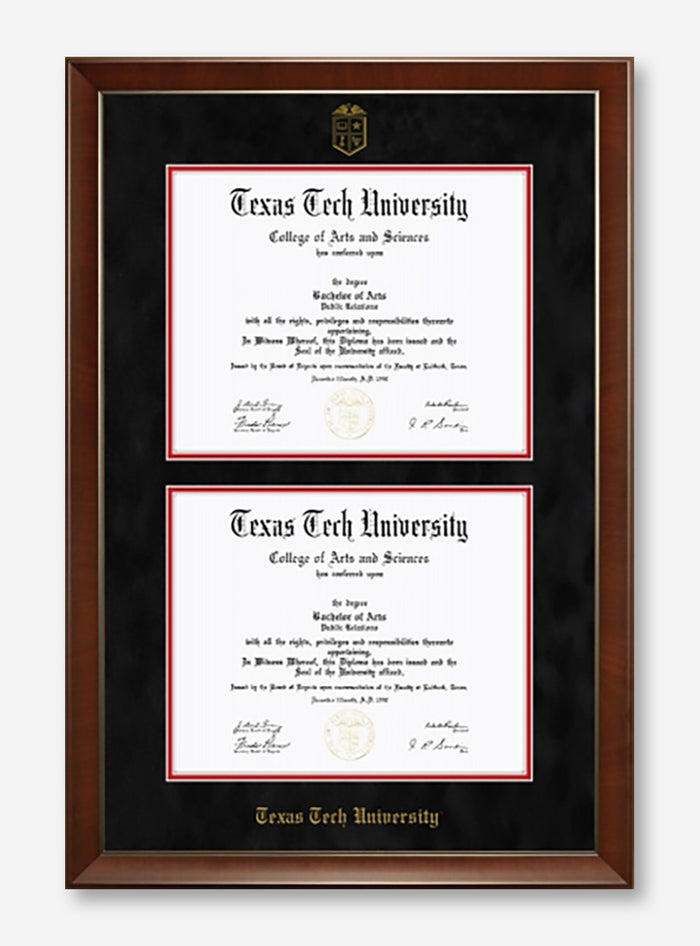 Texas Tech Black Suede Double Mat Diploma Frame T16