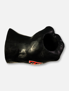 Black foam Texas Tech Fan Fist from above, showing the drink holder opening recessed into the top of the fist