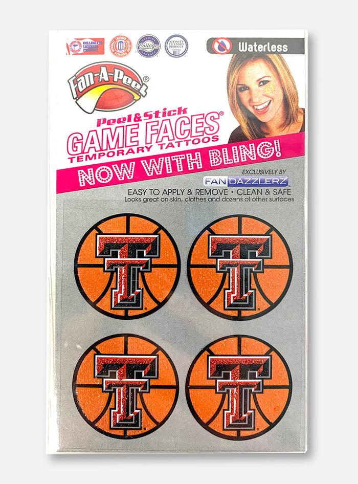Texas Tech Double T Glitter Basketball Body Sticker
