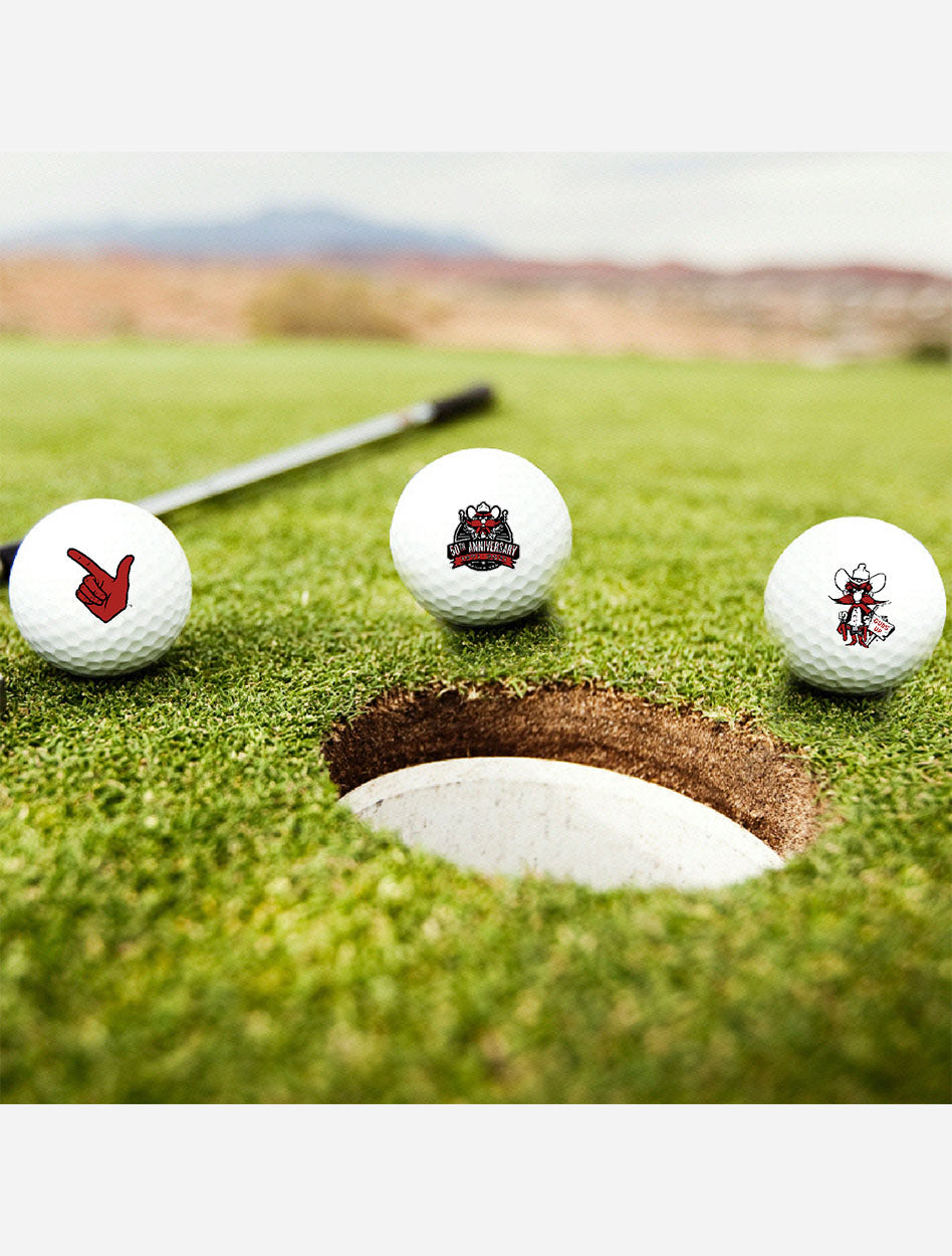 Texas Tech Raider Red 50th Anniversary 3 Pack of Golf Balls