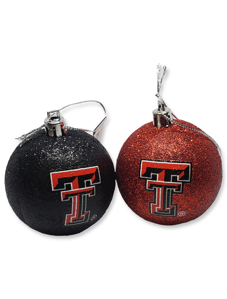 Texas Tech 4 Pack " Glitter Ball" Ornament Set