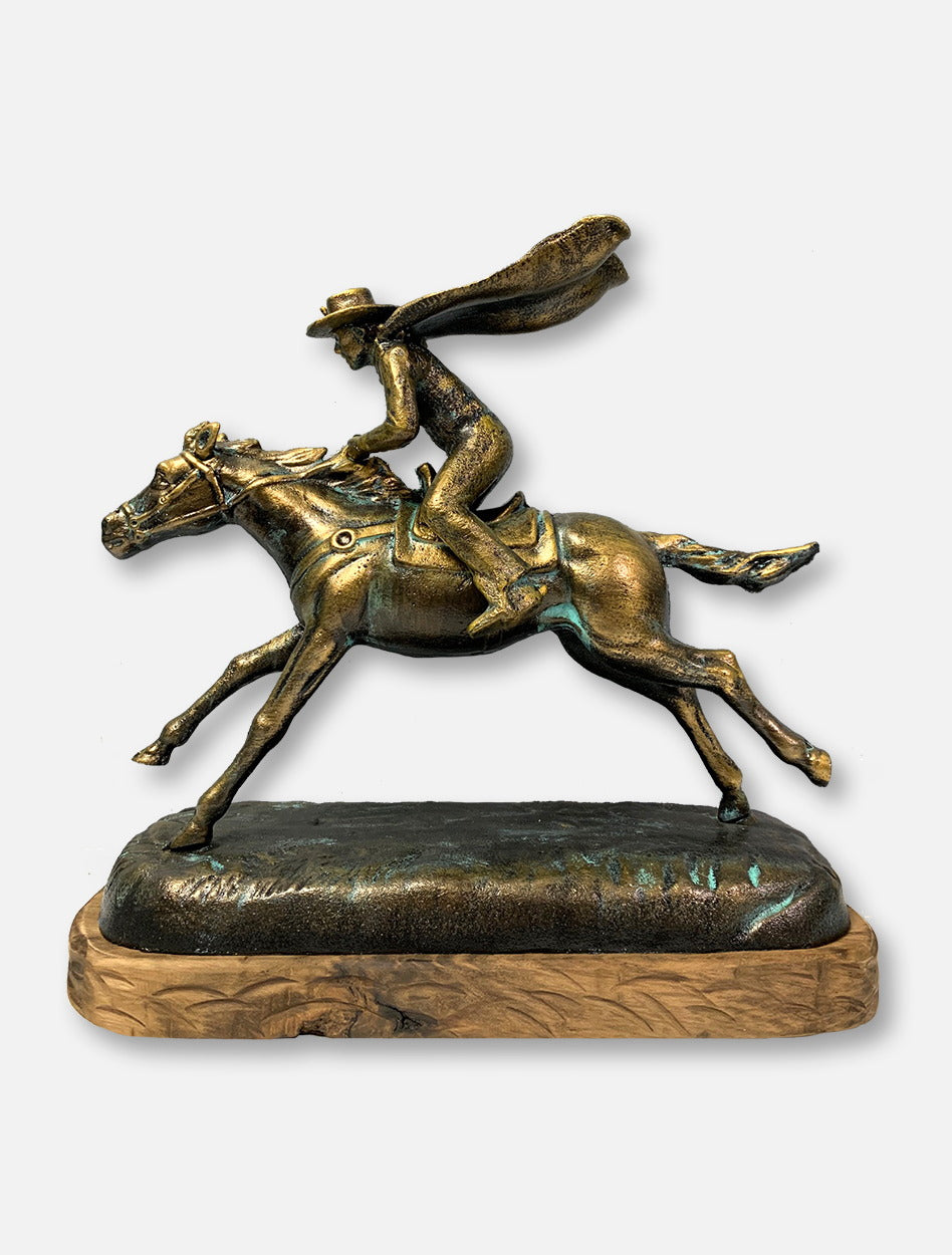 Texas Tech Red Raiders Masked Rider On Horse with Wooden Base Bronze Patina Finish Statue