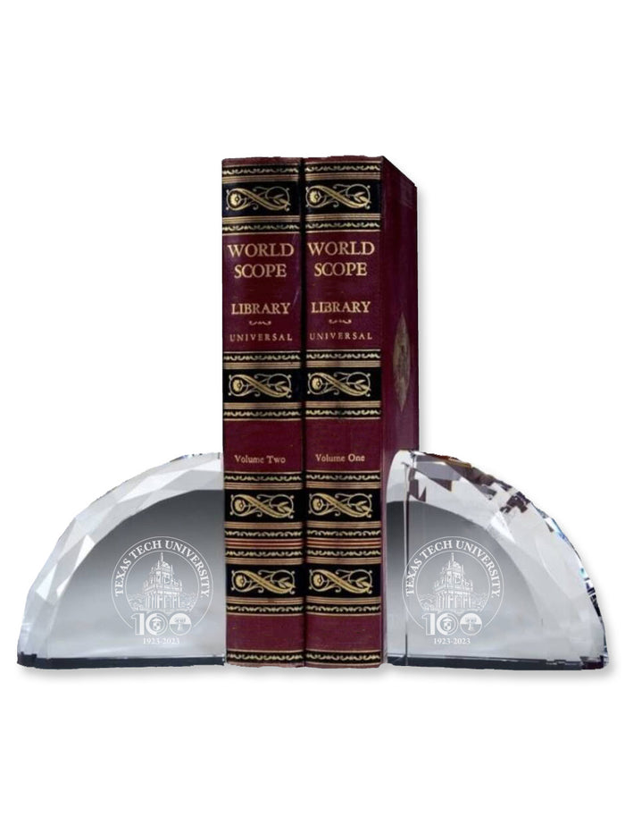 Texas Tech "100th Anniversary" Crystal Bookends