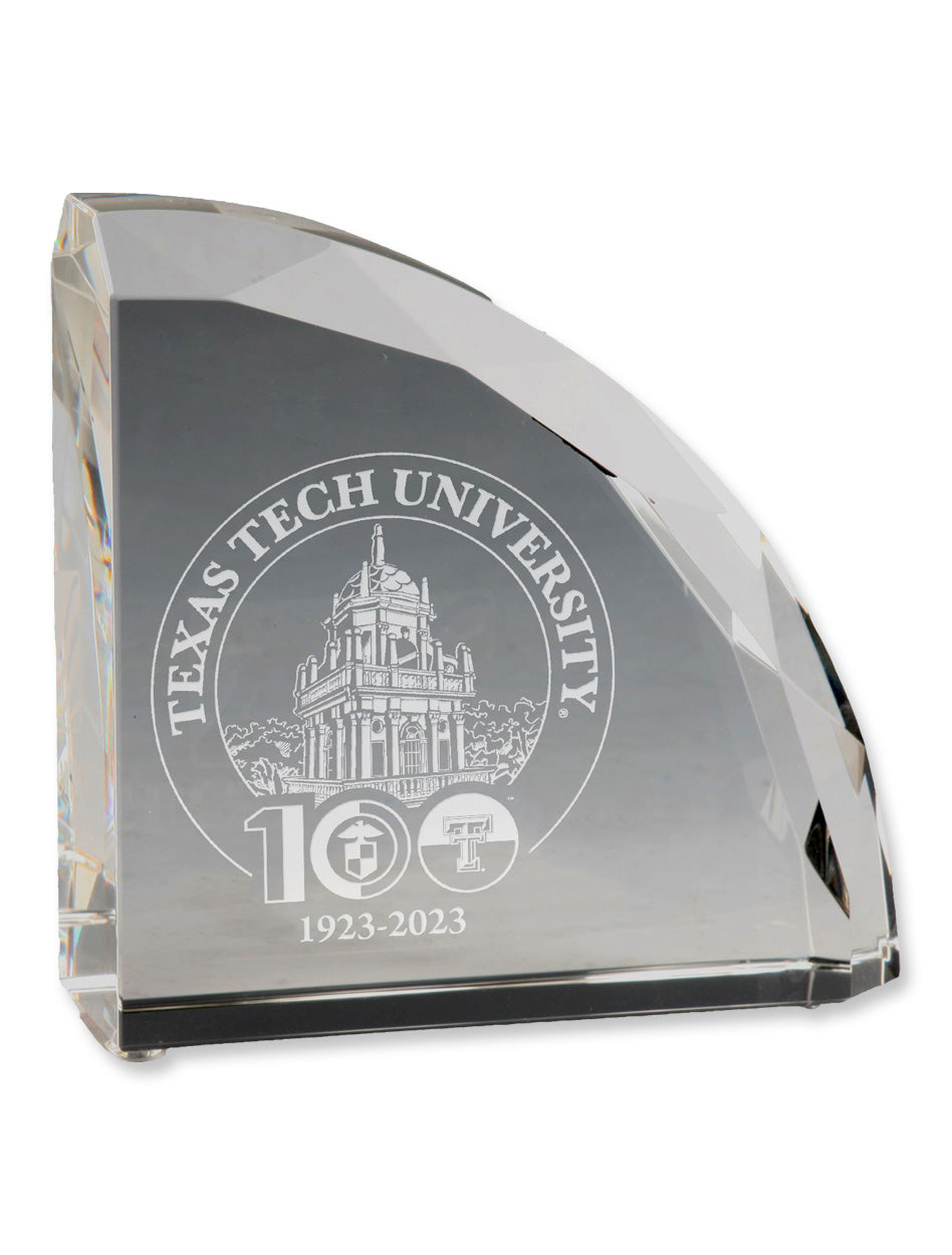 Texas Tech "100th Anniversary" Crystal Bookends