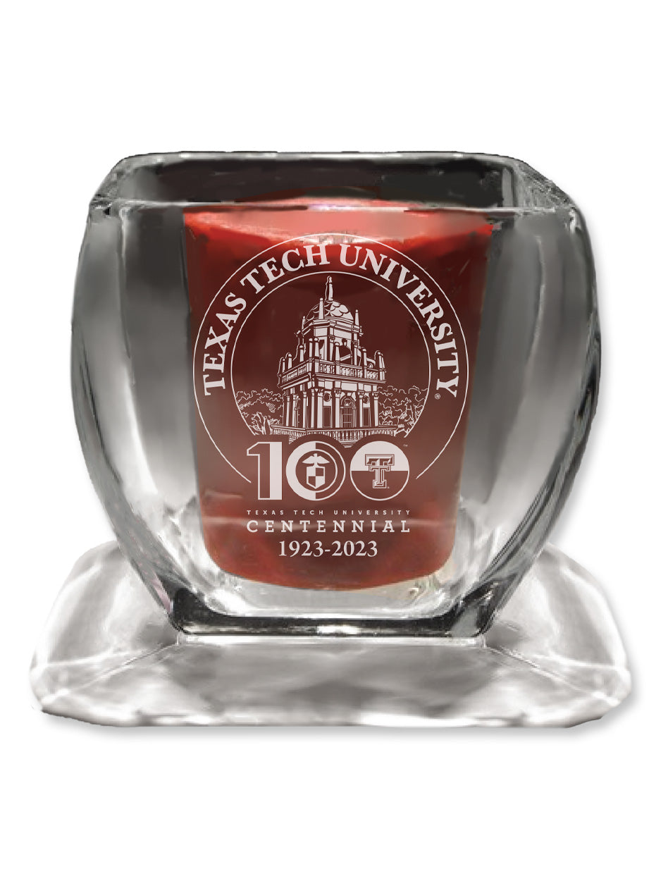 Texas Tech "100th Anniversary" 4" Crystal Voltive Candle Holder