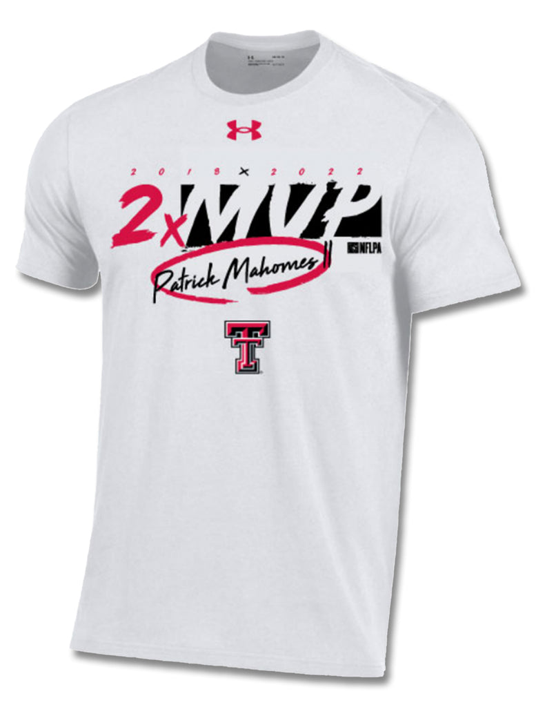 Red Raider Outfitter Youth Under Armour Texas Tech Mahomes 2x MVP White Performance Cotton T-Shirt in White, Size: XL, Sold by Red Raider Outfitters